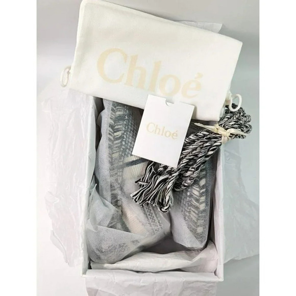 Chloe Women's Meril Canvas Ankle Tie Espadrille Flats Size 36 W (MSRP $695) - Picture 9 of 10